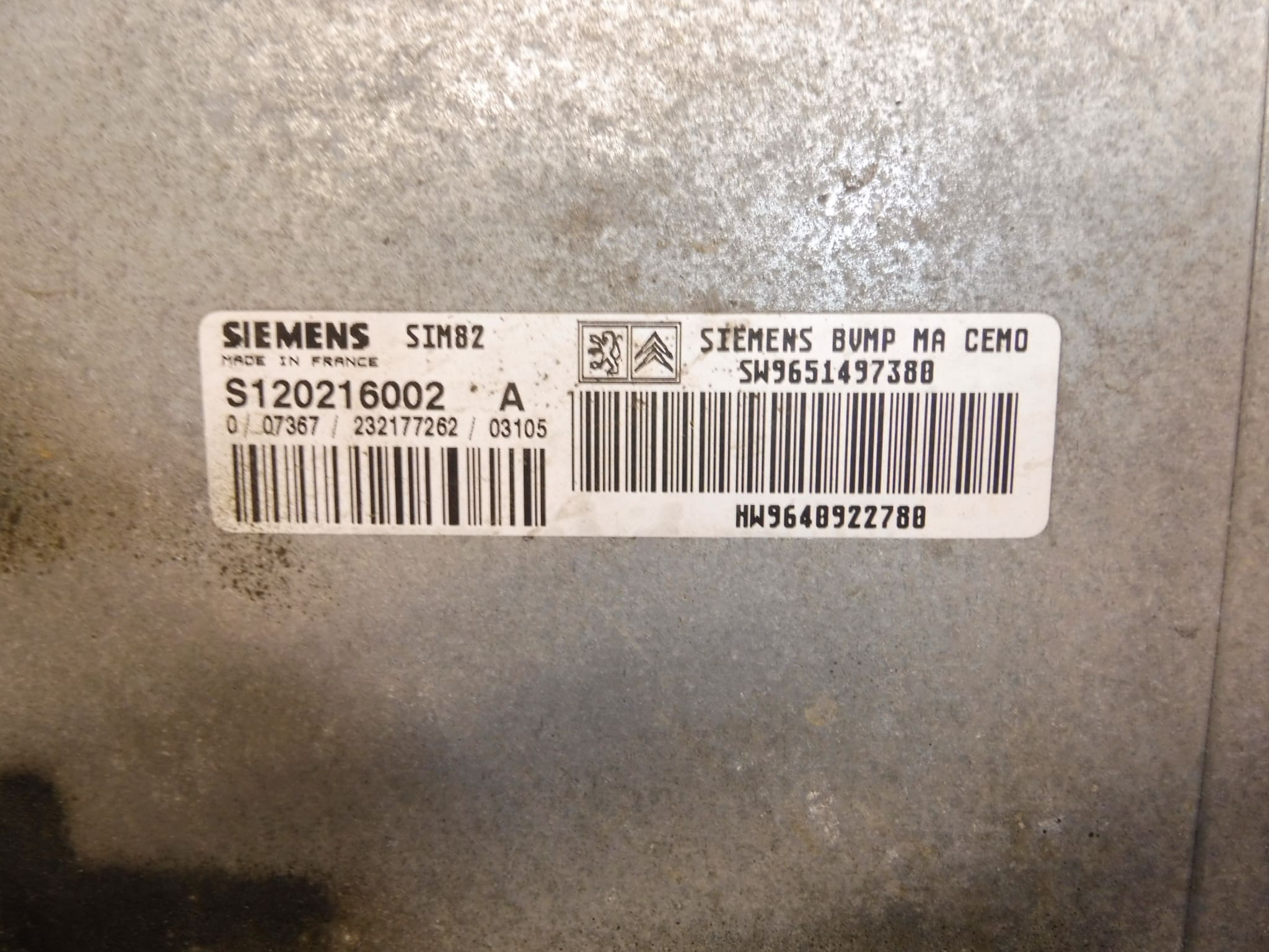 ECU sensodrive Citroën Peugeot 9640922780 S120216002 A 2529J9 - Image 2